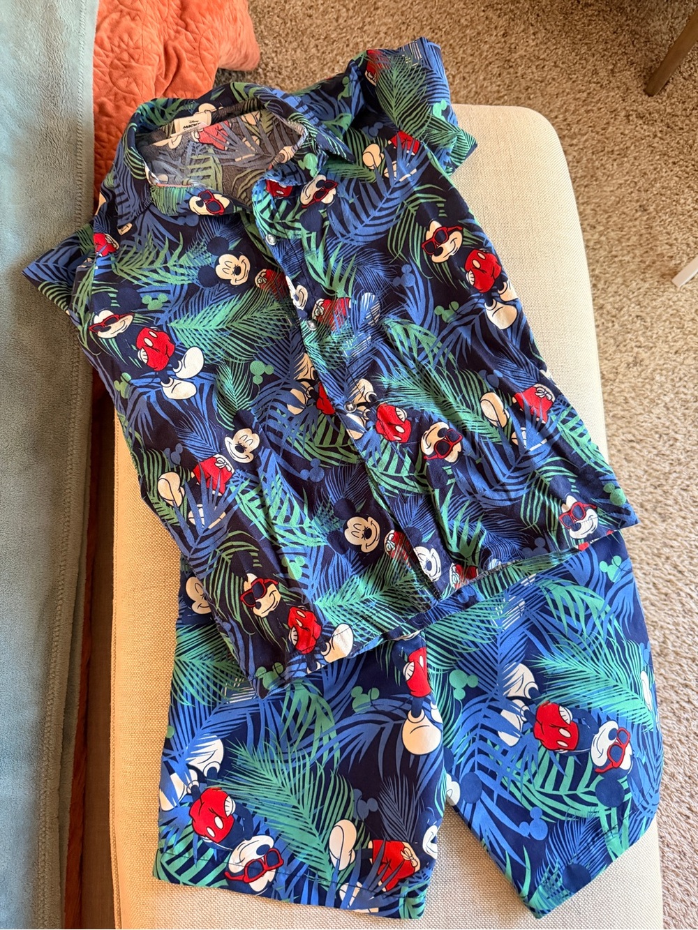 Disney Navy Blue Mickey Mouse Tropical Vacation Shorts Set